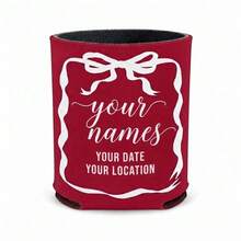 1pc Personalized Can Cooler Sleeves, Custom Wedding Can Coolers With Names Date And Location, Bow Design Neoprene Drink Holders, Standard Or Slim Wedding Favors For Guests. - Multicolor - View 13