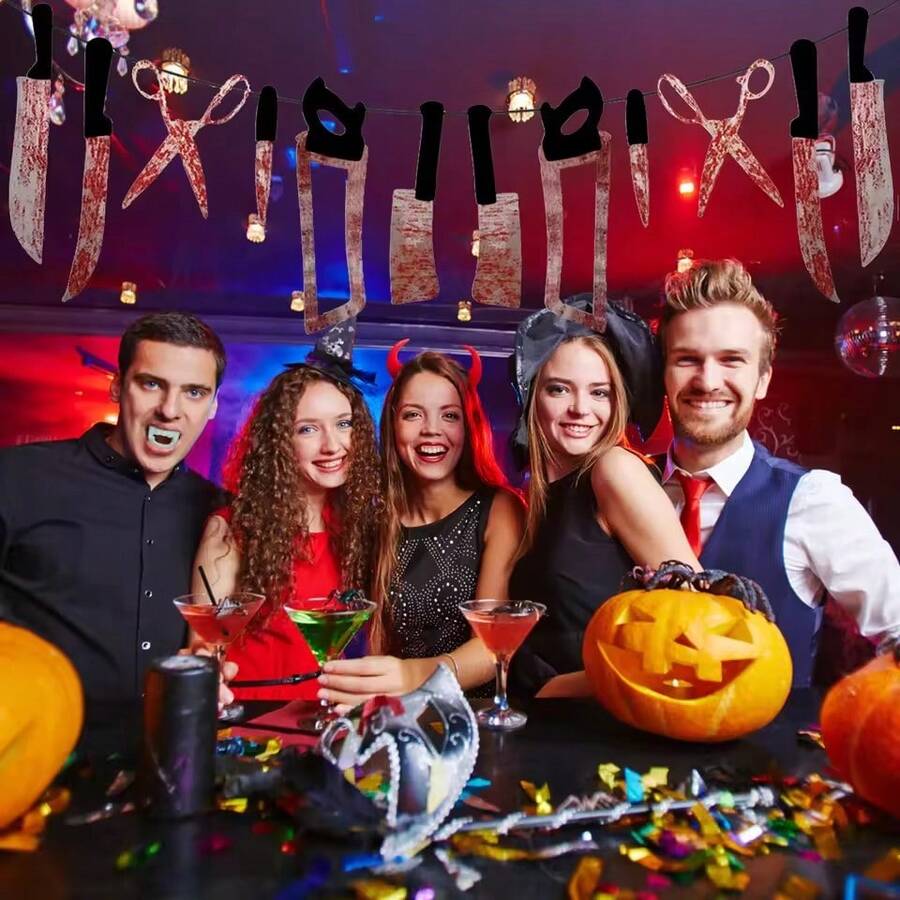Halloween Horror Haunted House Prank Decor , Cleaver And Paper Bunting - Multicolor - View 1