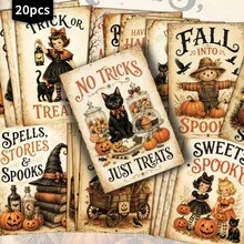 20 Cards - Retro Halloween Mischievous Invitation Postcards -4x6 Inches - Manual Materials - Classic Illustrations, Ladies' Collection Decoration Cards - Suitable For Scrapbook And Handicraft Making - Halloween - View 5