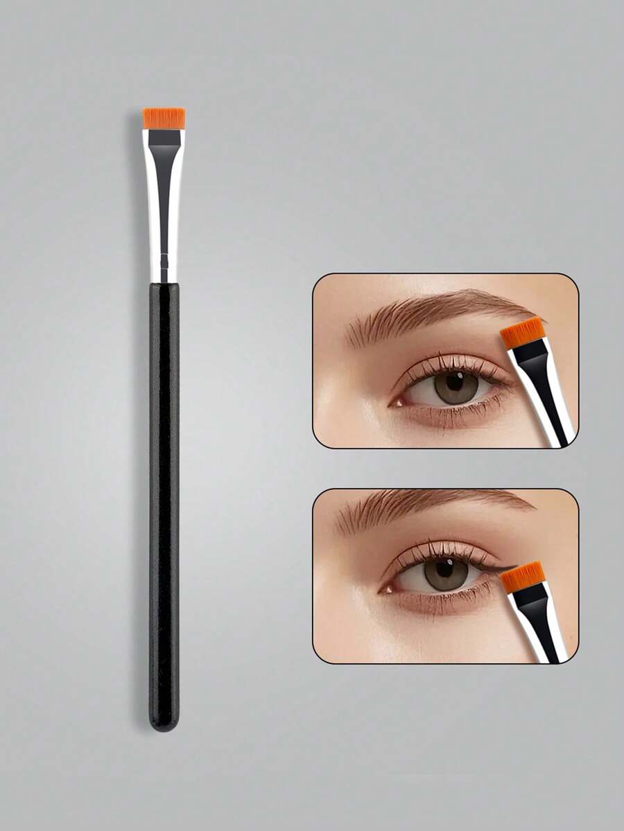 1 pieza Pincel plano para corrector, pincel delineador, pincel plano ultra delgado para corrector, herramienta de maquillaje de base y corrector de precisión - Negro - Ver 1