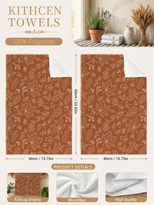 2pcs Minimalist Autumn Hand-Painted Maple Leaf Pattern Kitchen Towels, Soft Polyester Dish Cloths, Suitable For Kitchen Decor, Kitchen Cleaning, Holiday Party Decoration, Kitchen & Bathroom Supplies Home Essentials, Home Decor, Housewarming Gift - Multicolor - View 4