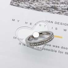 [2pcs/4pcs] Transparent Diamond Inlaid Phone Ring Holder, 360° Rotating 180° Adjustable Finger Ring Phone Grip - Silver - View 5