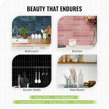 2D Self-Adhesive Tile Stickers, Black Marble Glossy Wall Decals, Removable Waterproof Kitchen Bathroom Backsplash Wall Tiles, Peel And Stick Wall Decor - Ink-painted Long Strip - View 9