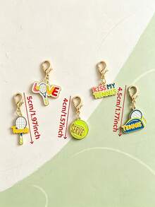 15pcs Tennis Sports Keychain, Tennis Enamel Pendant, Sports Racket Ball Charm Keyring, Cute Tennis Sports Theme Accessories, Suitable For Bags, Wallets, Gift For Tennis Lovers - Multicolor - View 6