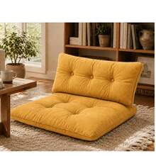 Almohada de piso extra grande con soporte para la espalda - Asiento versátil para interiores y exteriores - Tacto suave - Amarillo - Ver 3