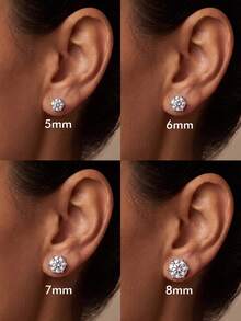 1 Pair 6-Prong Zirconia Earrings Elegant Romantic Women's Earrings High Quality Birthday Gift Anniversary Gift - Six-prong Earrings - View 5