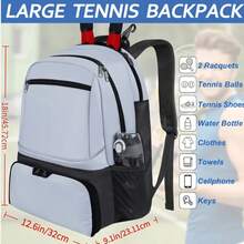 1pc Large Capacity Tennis Backpack With Separate Shoe Compartment, Waterproof Sports Racket Bag For Pickleball, Badminton, Gym, Fitness & Travel - Multicolor - View 4