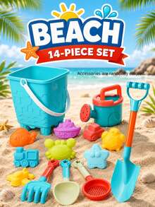 14/16pcs Kids Beach Toy Set, Includes Bucket, Watering Can, Shovel, Rake And Animal Molds, Colorful Outdoor Seaside Play Accessories - Multicolor - View 8