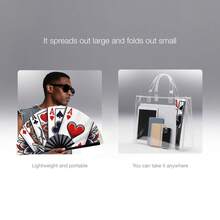 Heart & Spade Poker Print Large Folding Fan, Internet Celebrity Music Festival Photo Prop, Personalized Dark Style Fabric Handheld Fan - Multicolor - View 5