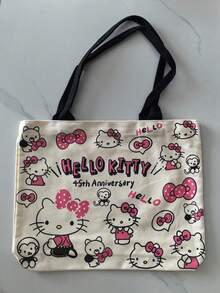 SANRIO Tas Tote Kanvas Lucu Hello Kitty Kuromi Motif My Melody Kapasitas Besar Tas Tangan Modis Cocok Untuk Mahasiswi dan Wanita Pekerja - MultiWarna - View 11