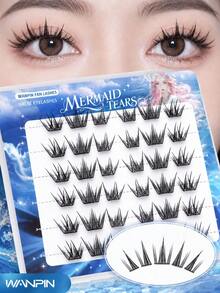WANPIN WAN PIN Mermaid 36 Clusters Glue-Free Cluster False Eyelashes, 7.5-13.5mm Self-Adhesive False Eyelashes, Ultra-Thin Eyelash Segments, Lightweight Soft Natural, Rounded R-Angle Design, Quick And Convenient Application - C - View 1