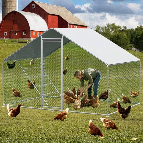 3x2x2m Outdoor With Security Lock And Waterproof PE Tarp, Metal Run For , Rabbits, And Other Small Animals - Silver - View 1