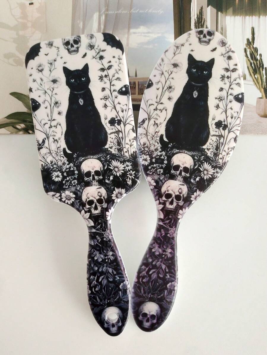 BEATURE Horror Black Cat Halloween Theme Pattern Air Cushion Comb, Scalp Massage Comb, Anti-Static, Durable ABS Handle, Suitable For All Hair Types, High-Quality Air Cushion Comb. - Air Cushion Comb - View 1