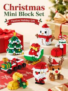 Christmas Mini Building Block Set, Santa Claus Snowman Reindeer Christmas Tree Building Model, DIY Assembly Educational Toy, Holiday Desktop Decor, Suitable For Children And Collectors As Holiday Gift - Multicolor - View 10