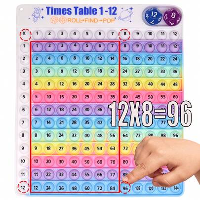 Tablero de Aprendizaje de Multiplicación y Suma para Niños 1-12 Juego de Práctica de Matemáticas con Dados, Tablero Sensorial de Arcoíris a Presión, Juguete Educativo Interactivo para Aula y Educación en Casa, Actividad de Aprendizaje de Alivio del Estrés, Útiles Escolares de Regreso a Clases