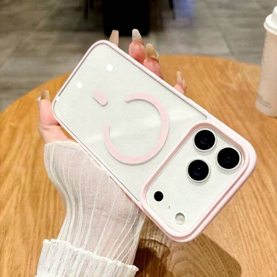 奢華糖果色磁吸支架手機殼,適用 18 Pro Max 17 16 15 14 13 12 Mini 11 Plus,透明壓克力背蓋 - 粉色 - 查看 1