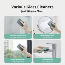 2pcs Glass Water Stain Magic Eraser Cleaning Brush, Household Bathroom Mirror Shower Tile Powerful Limescale Water Stain Water Mark Removal Tool, Multi-Functional Window Glass Cleaning Tool - A - View 3