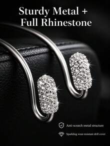 Luxury Rhinestone Car Headrest Hook, Crystal Shiny Metal Car Seat Back Hook, Universal Multi-Function Car Rear Seat Storage Hook, Suitable For Handbags, Shopping Bags, Umbrellas, Universal Fit For SUV And Sedan - A - View 2