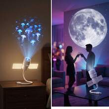 USB Star Projector With 25 HD Glass Projection Slides For Bedroom | HD Projection, Adjustable Brightness, USB Powered, Flexible Gooseneck, Bedroom Ceiling Decor - White - View 9