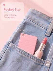 50 Pages/100 Sides Writable, 3-Inch Colorful Index Cards With Keychain, Durable Flashcards, 5 Colors Assorted (50 Cards Per Color), Portable Learning Note Cards, Back To School Essential - Multicolor - View 3