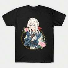 Camiseta de Algodón Puro de Gran Tamaño con Gráficos de Anime Japonés, Estampado de Personajes de Manga, Ropa Urbana Básica para Amantes de los Cómics, Uso Diario - Negro - Ver 1