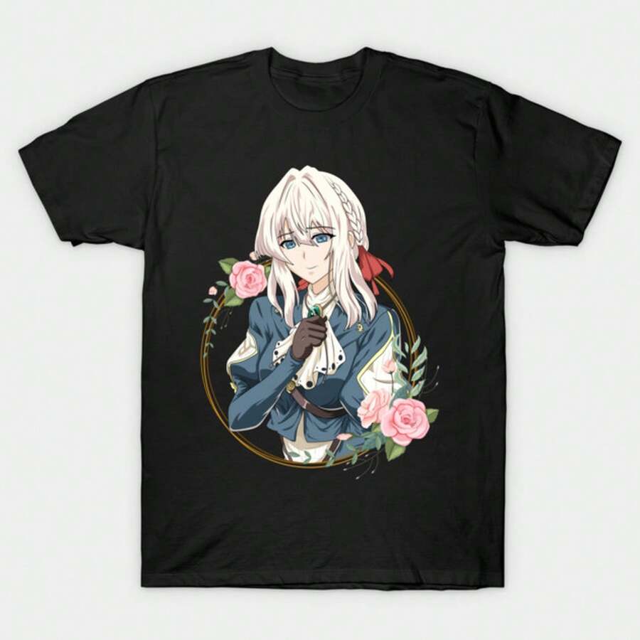 Camiseta de Algodón Puro de Gran Tamaño con Gráficos de Anime Japonés, Estampado de Personajes de Manga, Ropa Urbana Básica para Amantes de los Cómics, Uso Diario - Negro - Ver 1