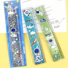 1pc Space Universe Quicksand Ruler, 20cm Straight Ruler, Cute Girl Style Thick Grid Ruler, Back To School Essential, Office & Study Supplies, Halloween, Christmas, Party Favors, Family Reward Gifts, Gifts For Boys And Girls - A - View 1