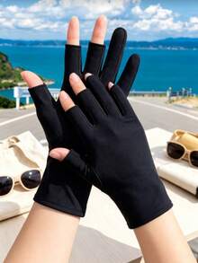 1pc New Multi-Color Ice Silk Sun Protection Gloves, All Season Elastic Women's UV-Resistant Breathable Anti-Slip Cooling Thin Long Outdoor Sun Protection Gloves - A - View 6