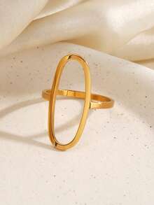 2PCS/1PC Stainless Steel Minimalist Geometric Oval Rings Suitable For Women's Daily And Party Wear - Multicolor - View 7