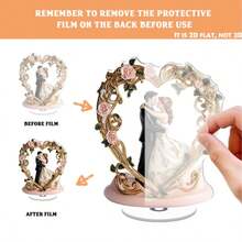 1pc European Style Heart Rose Acrylic Ornament With 360° Rotating Base, Wedding Room Desktop Decor, Newlywed Gift, Marriage Anniversary Decorative Craft - A - View 8