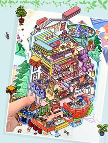 One Set Of 3D Scene‑Building Stickers, Fun Stress‑Relief Kids Journal Stickers, House Series - 4.0 Winter Hot Spring - View 9