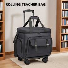 Trolley Rolling Bag, Detachable Rolling Trolley Teacher Bag, Suitable For Work, Office - Multifunctional Wheeled Briefcase, Large Capacity Travel Bag - Black - View 4