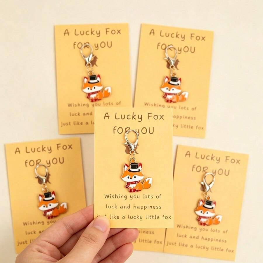 5pcs Cute Lucky Fox Keychains, Suitable For Backpacks, Phones, Coin Purses, Car Keys, Ideal Gifts For Birthdays, Festivals, Christmas, Thanksgiving - Multicolor - View 1
