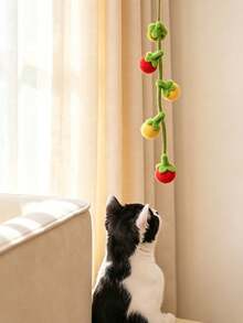 1//2/3/4pcs Persimmon Tomato Shaped Straw Cat Teaser Toy - Suitable For All Cat Breeds, Interactive Toy With Bell, Boredom Relief Toy, Suitable For All Sizes Of Kittens And Adult Cats - Multicolor - View 7