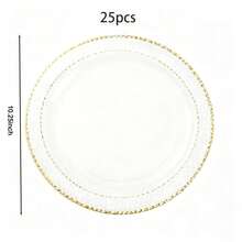 50/25/1pc Transparent Hammered Texture Double Gold Rim Plates, Transparent Bottom With Gold Rim, Elegant Dessert Plate, Pasta Plate, Pizza Plate, Cake Plate, Salad Plate, 7.5 Inch/10.25 Inch Size, Reusable And Easy To Clean, Suitable For Outdoor, Party, Birthday, Wedding And Holiday Gatherings - Transparent Gold Edge - View 13