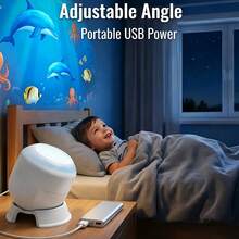 360° Rotating Dynamic Projection Light LED Ocean Starry Sky Projection Lamp Marine Life Projection Light USB Powered Bedroom Atmosphere Light For Birthday Party - White - View 4