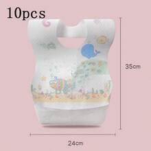 10pcs Disposable Baby Bibs, Cartoon Children's Clothing Protection Apron, Feeding Napkin, Fruit Pattern, Lightweight, Foldable - Multicolor - View 9