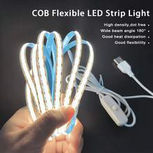 شريط إضاءة LED ذكي COB بتوصيل USB سهل التشغيل بدون حفر، إضاءة خطي مناسب للخزائن والدواليب والمكاتب والمرايا، تبديل 3 ألوان، شريط إضاءة عالي الكثافة، مفتاح يدوي، تشغيل سهل، إضاءة ديكور منزلي DIY سلسة، مناسب للهالوين - متعدد الألوان - مشاهدة 5