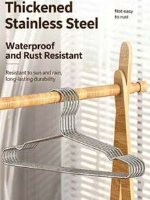 10/20/40pcs 304 Stainless Steel Hangers, Simple Solid Color, Suitable For Home Use - Default - View 2