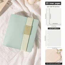 Mini PU Leather Dopamine Colorful Contrast Elastic Band Portable Small Card Card Album Pocket Photo Album Photo Book Fresh Cute Card Holder 3-Inch 1-Slot Loose Leaf Idol Card Business Card Storage Album Couple Photo Album Birthday Gift For Friends With Front And Back Covers - 25 Inner Pages - View 13