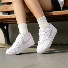 Nike 新款運動鞋Court厚底增高防滑低筒板鞋 - 白粉紅色 - 查看 4