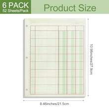 6 Pack 312 Sheets Analysis Pad Columnar Books 3 Hole Ledger Paper Pad 8.5 X 11 Inch Columnar Pad Accounting Ledger Book For Business, 52 Sheets/Pack, Single Page Format, Green Red 3 Columnar - RedGreen - View 4