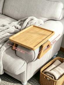 1 Buah Baki Sandaran Tangan Sofa Kayu Lipat, Meja Samping Sofa Jepit, Tempat Cangkir Snack Anti-Selip Portabel untuk Kopi, Buku, Ponsel & Remote, Baki Samping Multifungsi untuk Membaca dan Bersantai di Rumah - Nampan sofa - View 13
