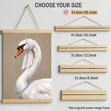 1pc Vintage Swan Canvas Wall Art Funny Animal Portrait Print Wearing Headscarf & Pearl Necklace Quirky Bird Poster Cottagecore Wall Decor For Living Room Bedroom Unframed Or Framed/Wooden Hanging - Pattern - View 18
