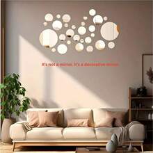 26 PCS 3D Acrylic Mirror Wall Sticker, Round Mirror, DIY Bedroom, Bathroom And TV Background Room Sticker Wall Decoration - Round - View 6