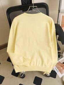 BYGOUBY Cardigan Rajut Polos dengan Pita, Lengan Panjang, Gaya Musim Gugur/Dingin - Kuning - View 7