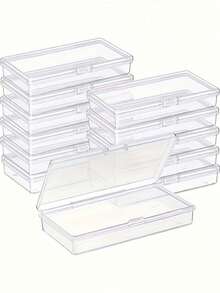 5pcs Transparent Plastic Storage Boxes With Hinged Lids, Clear Storage Boxes For DIY Crafts, Jewelry, Small Items, Secure Snap Closure, Stackable Design For Convenient Storage, Jewelry Storage Box, Transparent Pink Nail Art Tool Storage Box - Clear - View 1