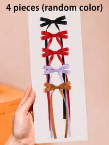 4/8 Tassel, Ribbon, Bow, Hair Clip, Polyester Cotton, Maillard Children's Hair Clip, Halloween Hair Accessory (Color Random) - Multicolor - View 5