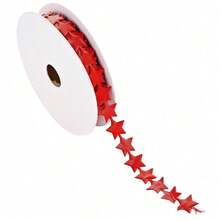 10yards/Roll 1.5cm Festive Star-Shaped Satin Ribbon Rolls In Gold, Red, White & Green - Christmas Craft Trim For Holiday Gift Wrapping, Tree Garland, - Star - View 11