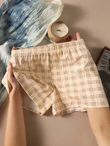 4pcs/Pack Men's Boxers, Plaid Print Loose Elastic Boxer Shorts, Casual Home Wear - Multicolor - View 3